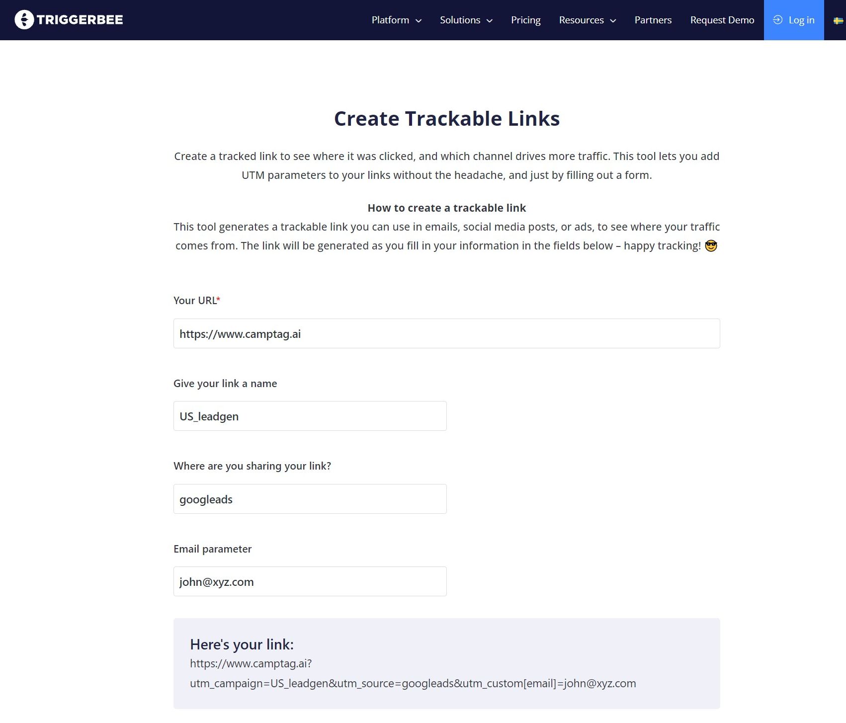 Triggerbee Link Creator